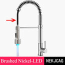 DecorBites™ Brushed Gold LED Kitchen Faucet: Single Handle Pull-down Spring Sink Tap