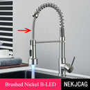 DecorBites™ Brushed Gold LED Kitchen Faucet: Single Handle Pull-down Spring Sink Tap