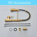 DecorBites™ Brushed Gold LED Kitchen Faucet: Single Handle Pull-down Spring Sink Tap