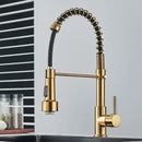 DecorBites™ Brushed Gold LED Kitchen Faucet: Single Handle Pull-down Spring Sink Tap