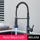 DecorBites™ Brushed Gold LED Kitchen Faucet: Single Handle Pull-down Spring Sink Tap