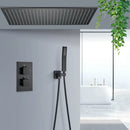 DecorBites™ Brushed Gold LED Thermostatic Shower Faucet Set with Ceiling Rainfall Shower Head