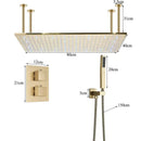 DecorBites™ Brushed Gold LED Thermostatic Shower Faucet Set with Ceiling Rainfall Shower Head