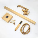 DecorBites™ Brushed Gold High Rise Round Bath Mixer Roman Tub Faucet Set Floor Stand