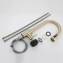 Brushed gold pull out kitchen faucet with textured hose