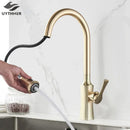 Brushed gold pull out spray kitchen faucet water mixer