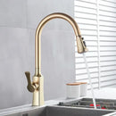 Brushed gold pull out spray kitchen faucet water mixer