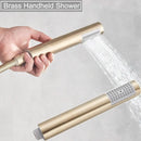 Brushed gold rainfall shower faucet set with handheld for bathroom