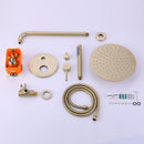 Brushed Gold Round Double Handle Dual Function Bathroom Shower Set