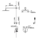 Brushed Gold Round Double Handle Dual Function Bathroom Shower Set