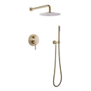 Brushed Gold Round Double Handle Dual Function Bathroom Shower Set