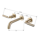 Brushed Gold Round Double Handle Wall Bathroom Faucet