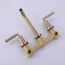 Brushed Gold Round Double Handle Wall Bathroom Faucet