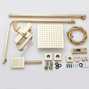 Brushed gold shower mixer with rainfall head and handheld spray bathroom