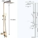 Brushed gold shower mixer with rainfall head and handheld spray bathroom