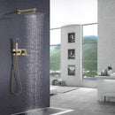 Brushed Gold Square Dual Handle Dual Function Bathroom Shower Set