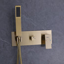 Brushed Gold Square Dual Handle Dual Function Bathroom Shower Set