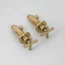 DecorBites™ Brushed Gold Rainfall Shower Faucet Set with Dual Handles and Wall Mount