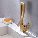 Brushed Gold Square Single Hole Single Handle Bathroom Faucet