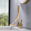 Brushed Gold Square Single Hole Single Handle Bathroom Faucet