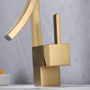 Brushed Gold Square Single Hole Single Handle Bathroom Faucet