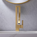 Brushed Gold Square Single Hole Single Handle Bathroom Faucet
