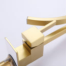 Brushed Gold Square Single Hole Single Handle Bathroom Faucet