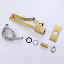 Brushed Gold Square Single Hole Single Handle Bathroom Faucet