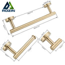 DecorBites™ Brushed Gold Stainless Steel Bathroom Accessories Set - Towel Bar, Toilet Paper Holder, Hooks