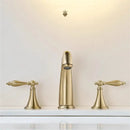 DecorBites™ Brushed Gold Brass Basin Faucet | Widespread Waterfall Sink Faucet