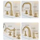 DecorBites™ Brushed Gold Brass Basin Faucet | Widespread Waterfall Sink Faucet