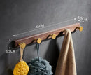 Brushed gold wood and aluminum robe hook towel hanger for bathroom