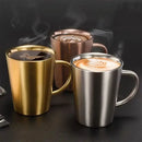 Brushed metallic stainless steel thermal mug set kitchen drinkware