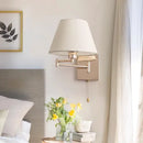 Brushed nickel adjustable rocker arm wall lamp for living room