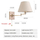 Brushed nickel adjustable rocker arm wall lamp for living room