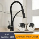 Brushed nickel and black kitchen sink faucet with pull down spray