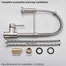 Brushed nickel coiled spring kitchen faucet with pull down sprayer