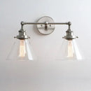 Brushed nickel funnel glass metal wall lamp bedroom sconce fixture