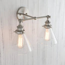 Brushed nickel funnel glass metal wall lamp bedroom sconce fixture