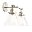 Brushed nickel funnel glass metal wall lamp bedroom sconce fixture