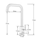 Brushed nickel kitchen faucet with curved swivel spout