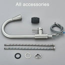 Brushed nickel kitchen faucet with flexible pull down sprayer