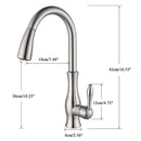 Brushed nickel kitchen faucet with pull down sprayer
