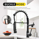 Brushed nickel kitchen faucet with spring hose and spray head