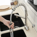 Brushed nickel kitchen faucet with swivel water outlet