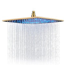 Brushed nickel led rainfall shower head bathroom blue light fixture