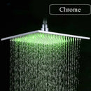 Brushed nickel led rainfall shower head bathroom blue light fixture