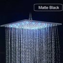 Brushed nickel led rainfall shower head bathroom blue light fixture