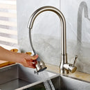 Brushed nickel pull out kitchen faucet stainless steel curved spout
