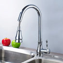 Brushed nickel pull out kitchen faucet stainless steel curved spout